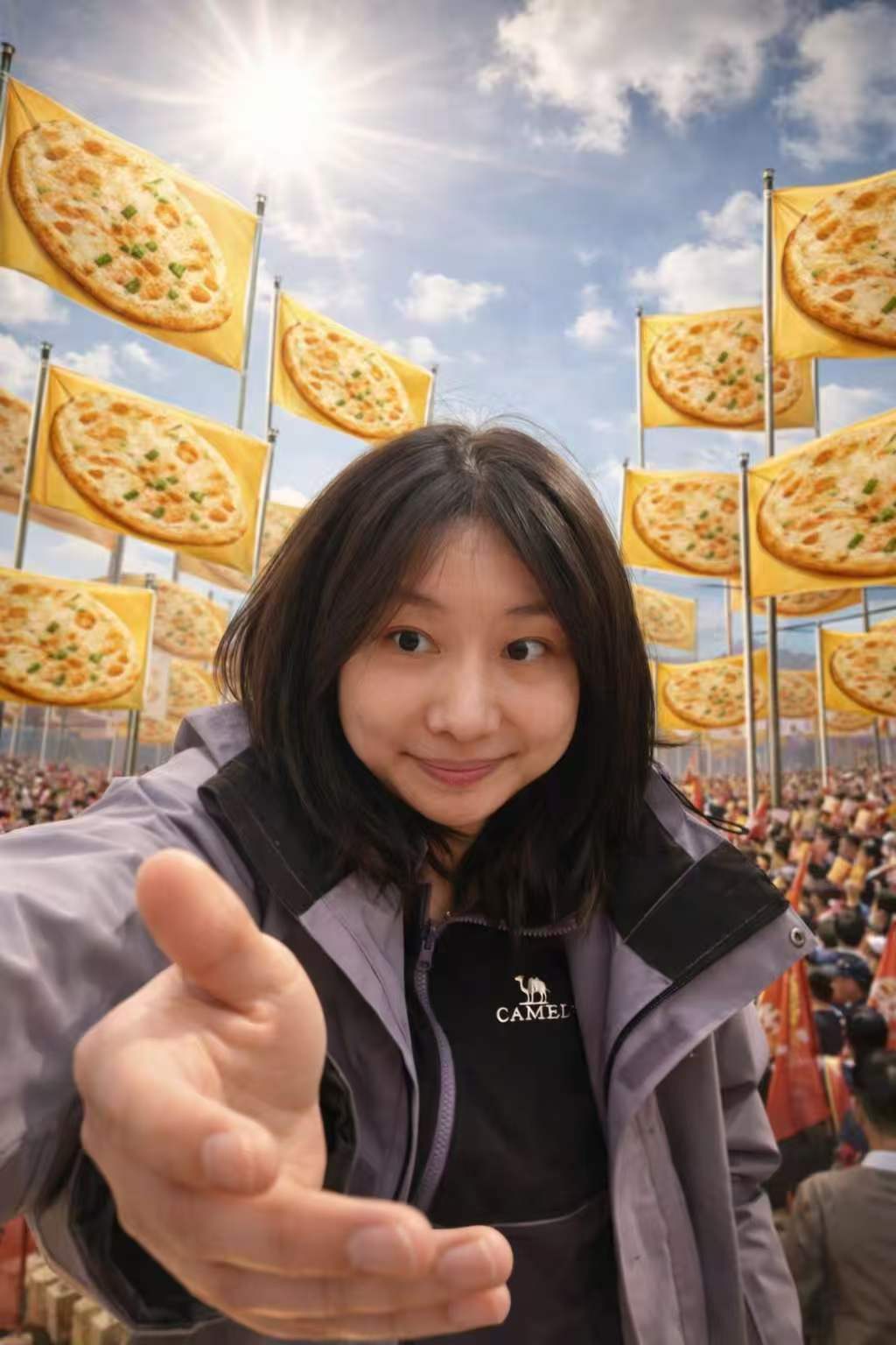 Nora at egg cake rally