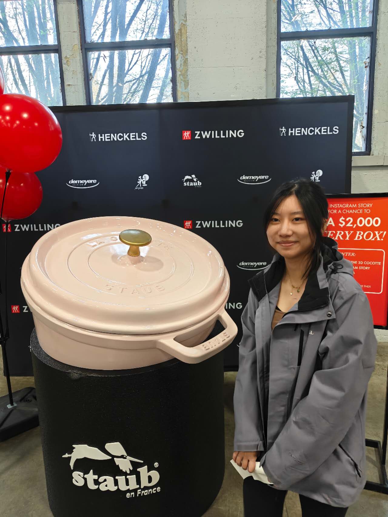 Nora with giant pink pot